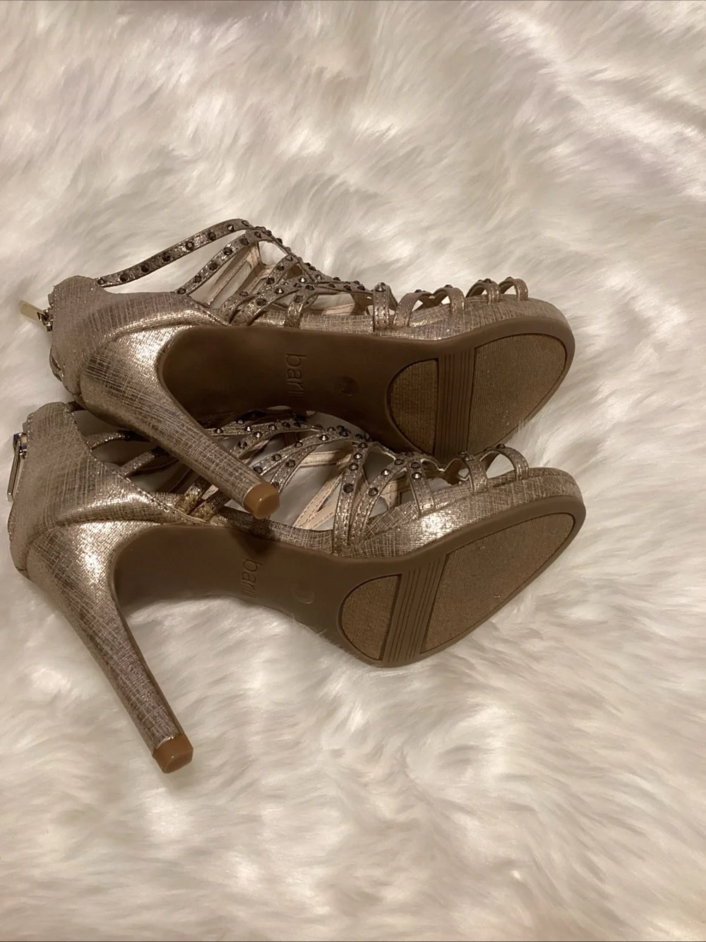 Bar III Embellished Strappy High Heel Sandal - Gold
